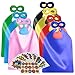 ADJOY Superhero Capes and Masks for Kids Birthday Party 7 Sets - DIY Dress Up Costumes - Bluk Pack (Mixed Color)