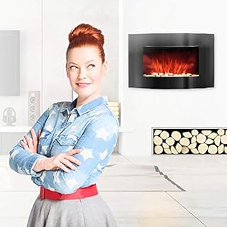 Klarstein Camino Elettrico da Incasso e Parete 2000W, Caminetto con Spazio Portalegna, Fiamma LED Realistica a Basso Consumo, Telecomando e Timer