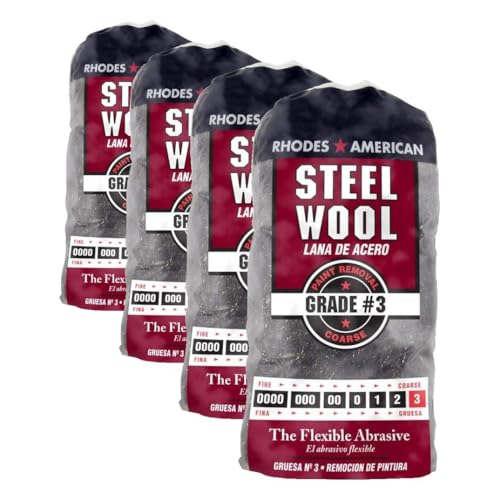 Homax Rhodes American Paint Removal Steel Wool, Coarse Grade #3, 12 Pads (Pack of 4)