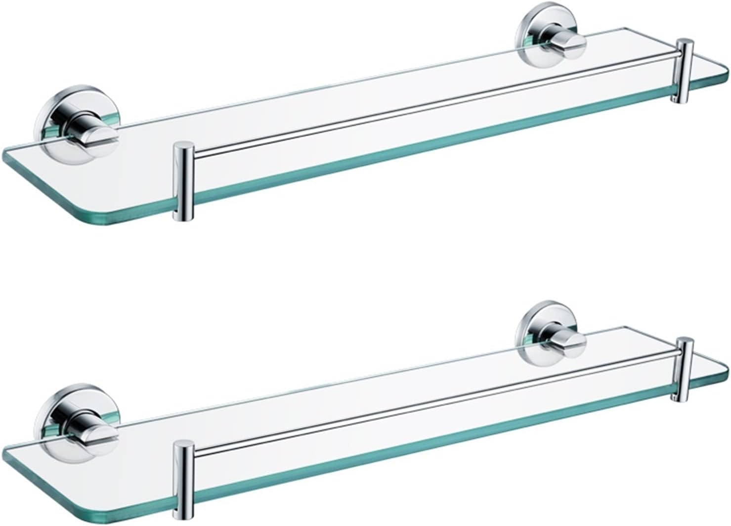 Bathroom Shelves Floating Shelves 2 Pack Bathroom Glass Shelf Wall Mounted Floating Shelves Stainless Steel Brushed Nickel Bathroom Shelf Storage Rack for Bathroom Storage