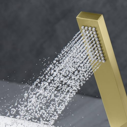 Regadera de Mano Kibi Cube de Latón con Spray Único Dorado Cepillado miniatura 3