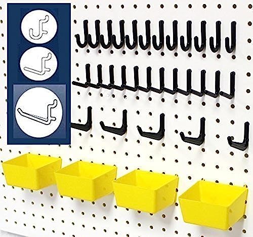 WallPeg 43 Pc. Peg Board Storage System - Pegboard Hook Assortment Organizer Bins Y/B # AM 302-2 #1