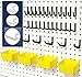WallPeg 43 Pc. Peg Board Storage System - Pegboard Hook Assortment Organizer Bins Y/B # AM 302-2
