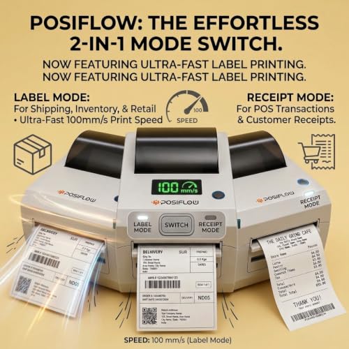 Image of Thermal Label Printer for Business Office Home | Inkless Thermal | Mobile, Desktop Compatible (ShipPro (4inch Pro Label+Receipt Printer))