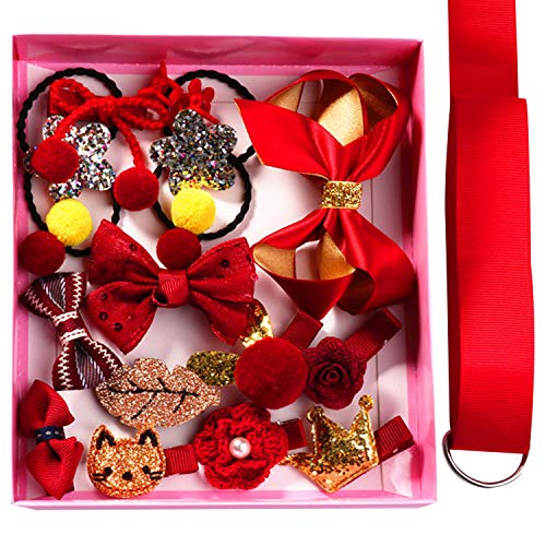 Image of Bembika Set of 18 Hairclips Hairpins Headwear Accessories for Girls Best Birthday Gift (Red)