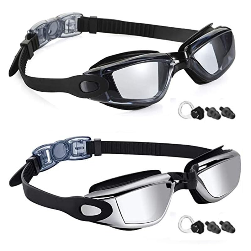 Hydrinvis Swimming Goggles - Professional Waterproof Swim Eyewear, Unisex Adult Swim Goggles with Leak-proof Design, UV Protection, Adjustable for a Comfortable Fit (Silver + Clear)