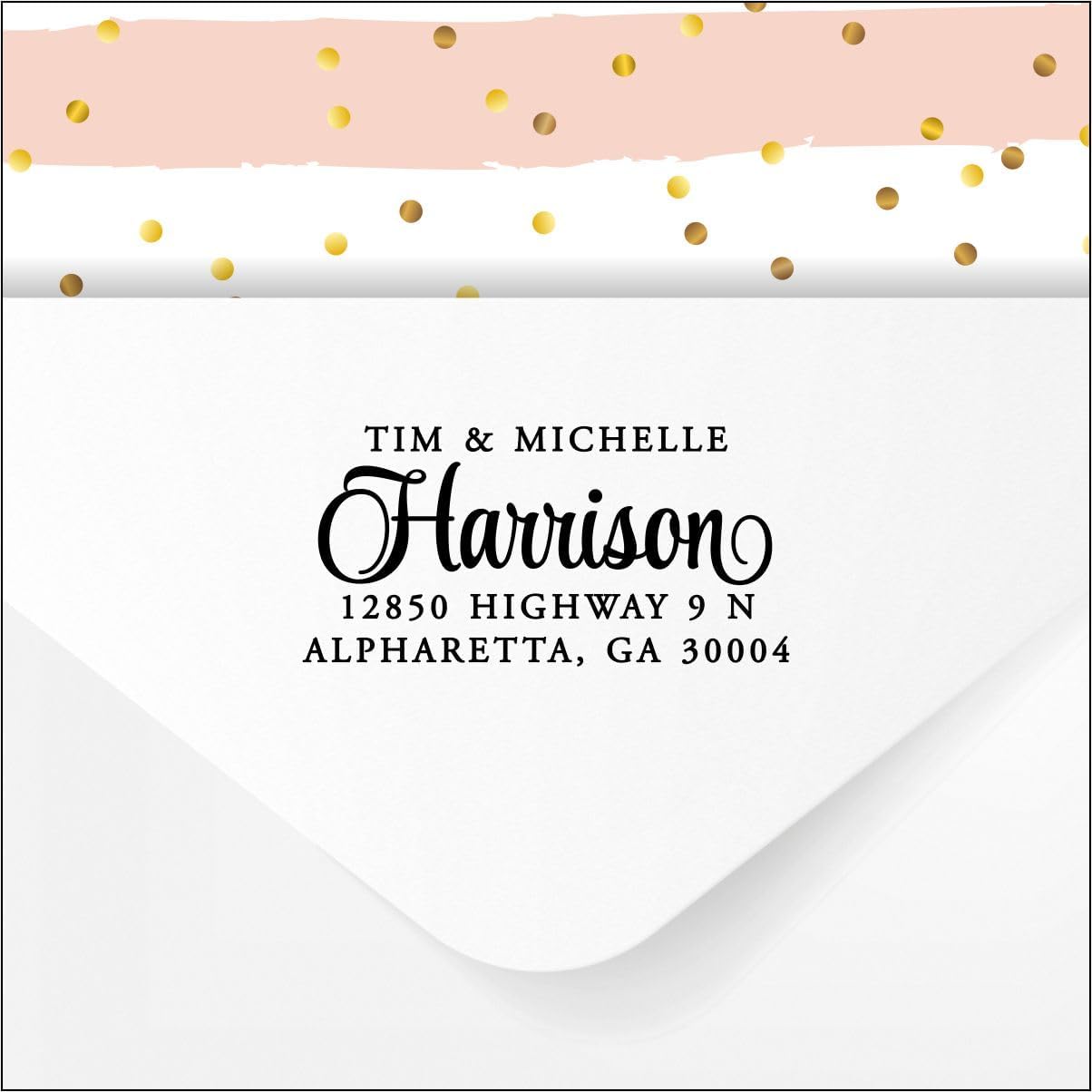 Self Inking Return Address Stamp - Custom 4 Line Personalized Address Stamp for Envelopes, Wedding Invitations, Business, Mailing Labels (Wentworth)