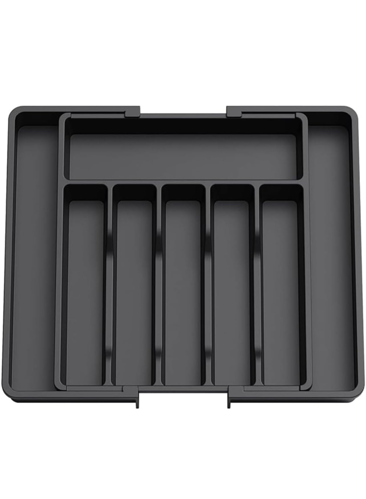 Extra Large Cutlery Drawer Organiser, Expandable Cutlery Tray for Kitchen, BPA Free Flatware and Utensil Holder, Ajustable Plastic Kitchen Storage 33-57x38 (Black)