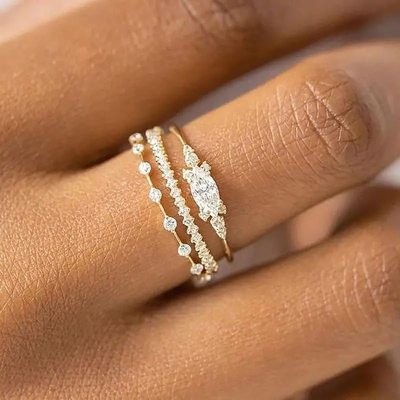 A Set of Exquisite Ladies' Ring Sets Gifts for Women on Engagement Wedding Anniversaries Light Luxury Fine Ring Sets
