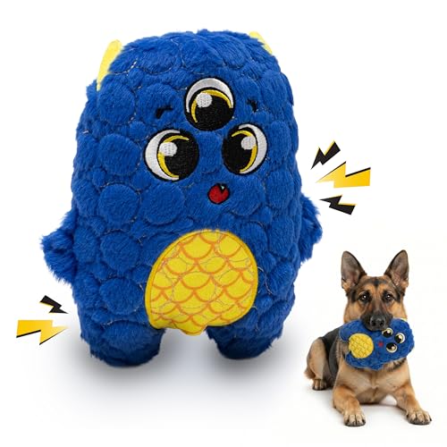 Bite Force - Durable & Strong Dog Toy Blue Furocious Frank Monster with Squeaker Kevlar-Reinforced Seams for Aggressive chewers.