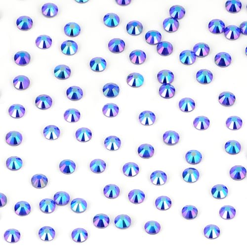 Image of Bymitel Hotfix Crystal Rhinestones Round Gems Iron on DIY Jewelry Making Flat Back for Crafts,Sapphire AB, 1.6mm(SS4 /2880pcs)