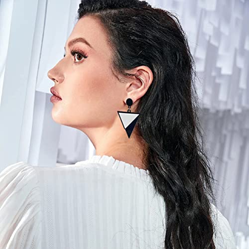 Fashion White Black Triangle Stud Earrings Acrylic Geometric Round Drop Dangle Earrings for Women Girls Summer Holiday Party Jewelry3
