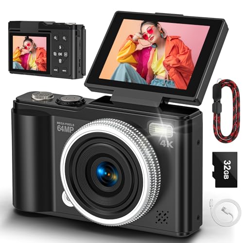 Fotocamera digitale, fotocamera digitale compatta 4K 64MP con autofocus e
