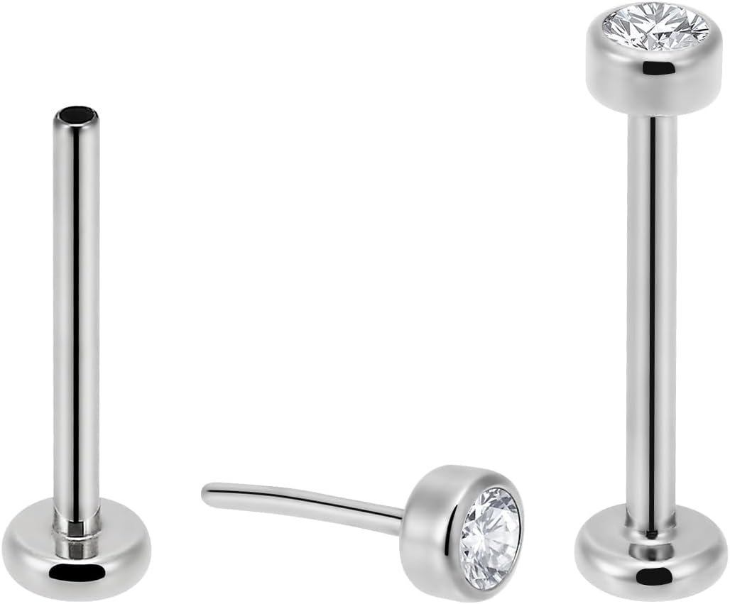 NewkeepsRNewkeepsR 20g/18g/16g G23 Titanium Press Fit Threadless Push Pop in Labret Lip Monroe Tragus Earring Stud Piercing