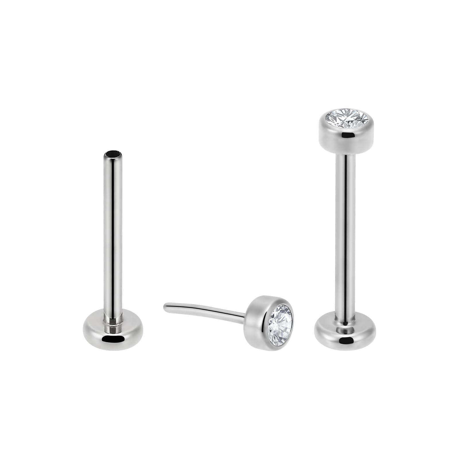 NewkeepsRNewkeepsR 20g/18g/16g G23 Titanium Press Fit Threadless Push Pop in Labret Lip Monroe Tragus Earring Stud Piercing