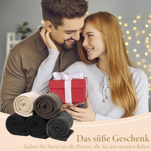 Tialfas 5 Paare Kniestrümpfe Damen, Warme Damen-Kniestrümpfe Baumwolle Weichem Touch Knee High Socks Schwarz Komfortables für Hiking Outdoor Alltag und kalte Winter
