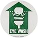 Brady 97609 17" Diameter, Vinyl Film With Clear, Matte Anti-Slip Overlaminate, Green On White Floor Safety Sign, Legend Eye Wash (With Picto)