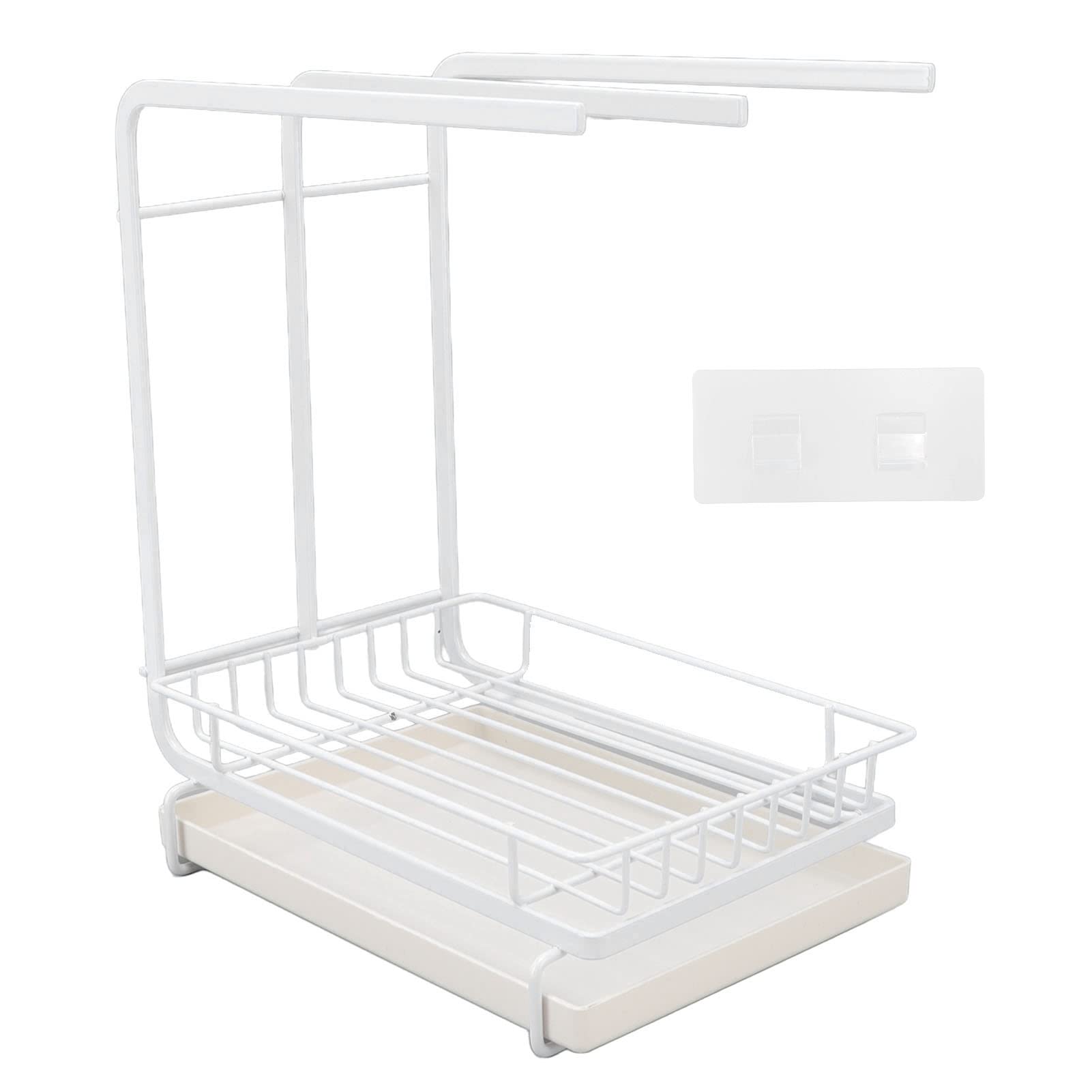 Amazon.com: Sponge Holder with Drain Pan for Kitchen, Iron Dishcloth Rack  with 3 Towel Bars Kitchen Sink Caddy Organizer For Sponge Brushes Soaps  Dishes White: Home & Kitchen