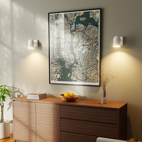 Image of Globe Electric 1-Light Matte White Plug-in or Hardwire Wall Sconce | Matte White, 6 Ft Braided Fabric Cord, Inline Rocker Switch, Bedside Wall Light, Renter-Friendly