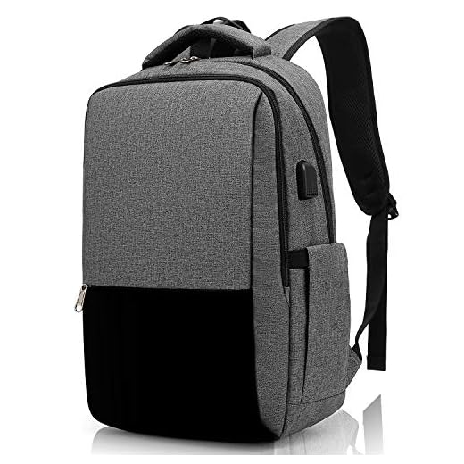 Besttravel Mochila para Portátil,Mochila Impermeable para Ordenador Portátil de hasta 15.6 Pulgadas,Con Anillo de bloqueo antirrobo,para los Estudios,Trabajo o Viajes - Gris