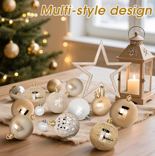 TranquilBliss 50 Pcs Christmas Ornaments Set Shatterproof, Deep Champagne $14.99 at Checkout - image 4