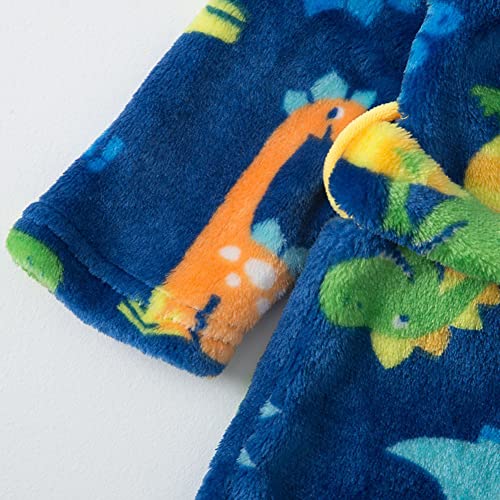 Image of Boys Girls Bathrobes,Toddler Boy Girl Robes,Children's Plush Soft Coral Fleece Hooded Pajamas Sleepwear for Kids