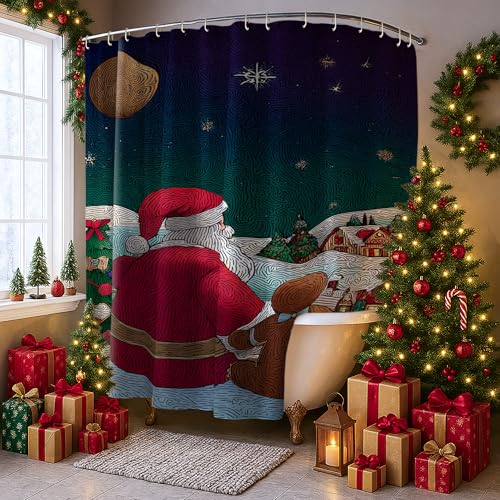 Rideau de douche extra large de Noël 274x183 cm en polyester imperméable