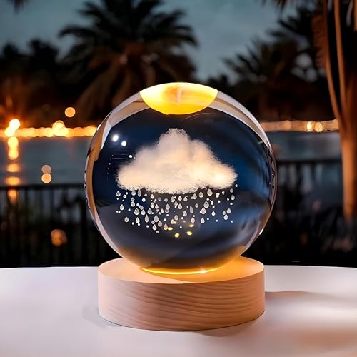 Image of Sky Ball Night Lamp with Wooden Stand for Gift for Girls, Birthday Gift, Home Decor, and Cloud Lamp (Sky)