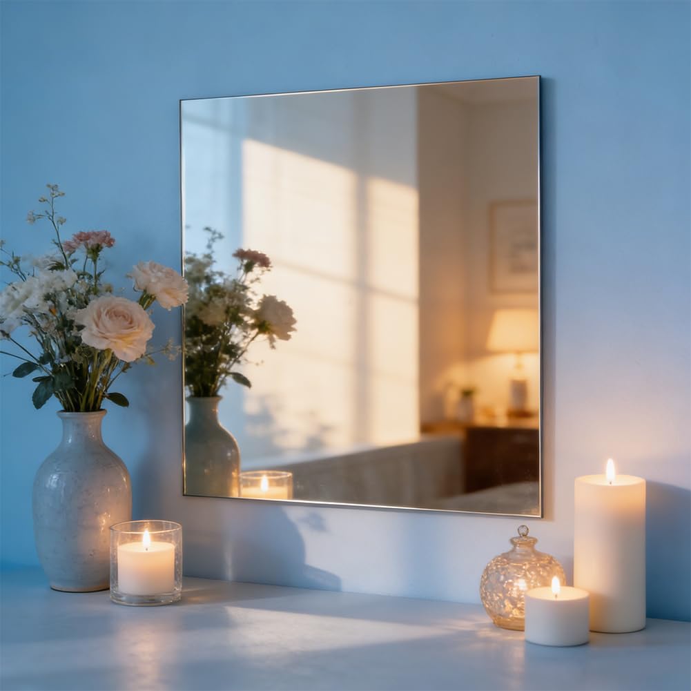 NBEADS 4 pz Specchio Bidirezionale In Vetro, Fogli di Specchio Acrilico Quadrati Da 40x40cm Specchio per Progetti Magici, Decorazione Murale