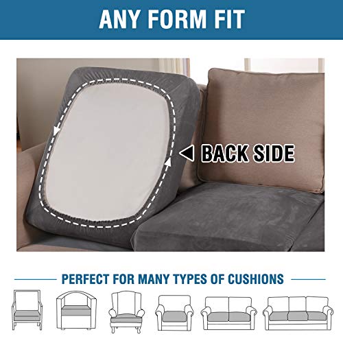 image for H.VERSAILTEX Velvet Stretch Couch Cushion Cover Plush Cushion Slipcove