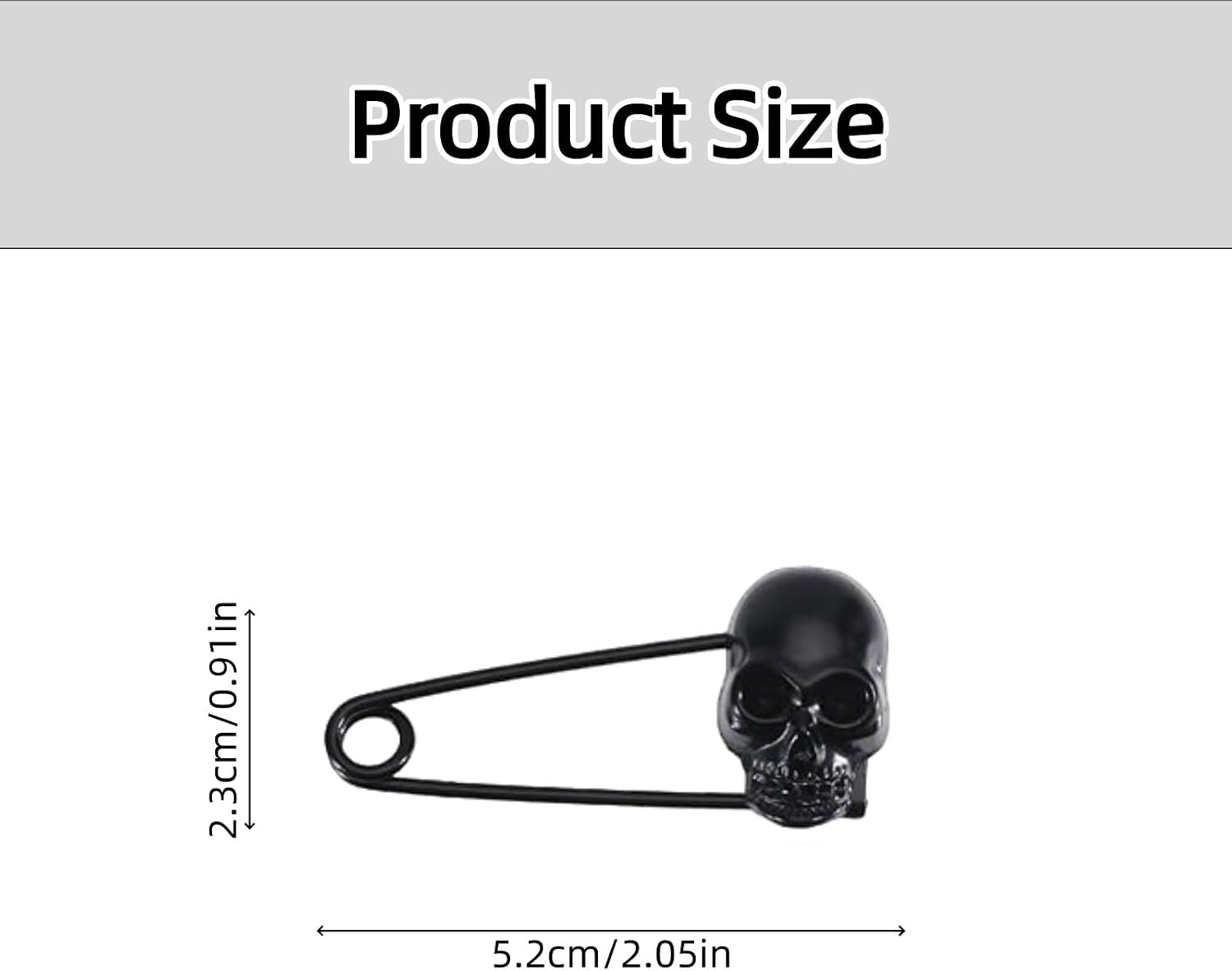 6Pcs Heavy Duty Black Kilt Pins with Skeleton Head Design Decorative Clothing Fasteners for Blankets Sweaters Jackets and DIY Punk Accessories-Gothic Skull Safety Pins