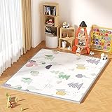 GruFini プレイマット 赤ちゃん 折りたたみ 200×180×2cm 厚手 安全検査済み ベビーマット 防水 防音 ベビープレイマット 滑り止め おしゃれ ベビー 出産祝い 一枚入り (200×180×2cm, Tree + Cloud)