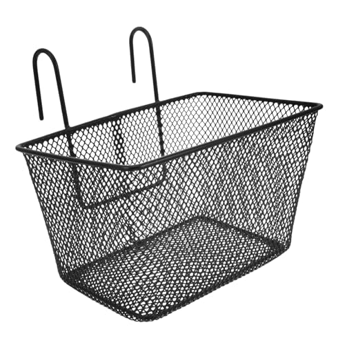 LOORGVEL 自転車用鉄製フロントバスケット 耐久性 フック付き多機能収納かご 通勤通学アウトドア対応丈夫で実用的なサイクリングバスケ