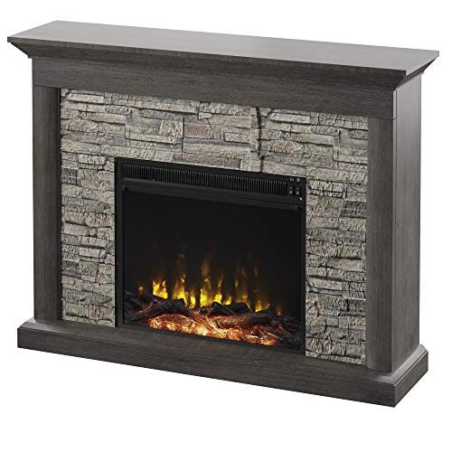 Twin Star Home Wall Mantel Electric Fireplace, Weathered Gray