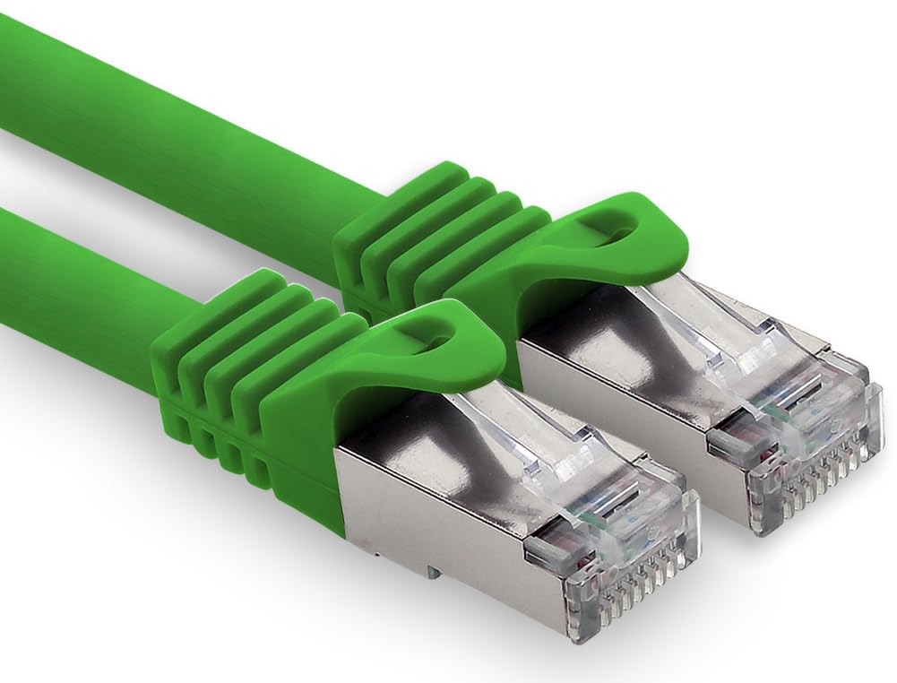 Kabel LAN 0,25 m Cat7 zielony 1 x kabel sieciowy Ethernet RJ45 10 Gbit/s SFTP kabel krosowy do routera modemu przełącznika PC, laptopa, konsoli gamingowej