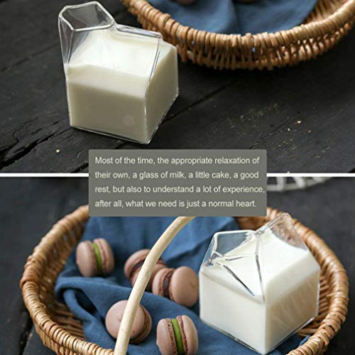 Lohome Milk Creamer Glass Mini Milk Carton Container Water Glass Cup #TOP5