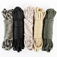 Romon Paracord 550 Seil 30 Meter, Paracords Set 4mm, Nylonseil Bänder, Schnur Reissfest, Seil Sonnensegel mit 7 Kernen, Survival Seil, Reepschnur 5 Farben/6 Meters, Schwarz