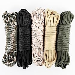 Romon Paracord 550 30 Metros, Cuerda Paracord 4mm,...: 【5 Colores】El set paracord contiene un total de 5 colores diferentes de cuerdas de paraguas, cada una con una longitud de 6 metros. Se puede combinar una amplia gama de colores con diferentes estilos para una gran variedad de actividades al aire libr...