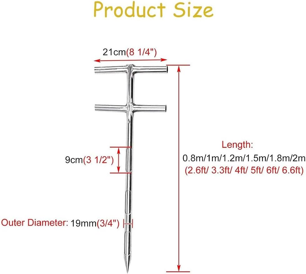 Double Layers Grain Probe Sampler, 3 Slots Metal Sampling Tube for Rice Corn Wheat Soybeans, Rotary Handle Solid Granule Sampling Thief(L-2m(6.6ft),Dia-19mm(3/4"))