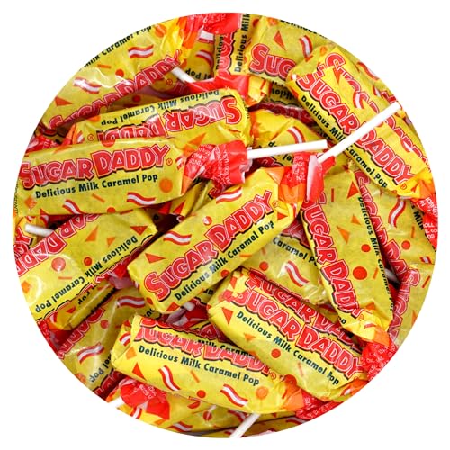 Sugar Daddy Milk Caramel Pops, 2 Pound Bulk Bag (Approx. 65 Lollipops) Caramel Lollipops, Sugar Daddy Suckers