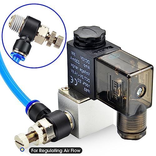 Válvula de control de flujo de aire para mangueras de 8 mm con codo neumático de 1/4 5