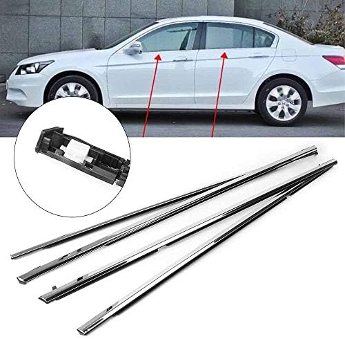 Hotwin 4x Chrome Outside Window Moulding Weatherstrip Trim Seal Belt For Accord 2008-2012