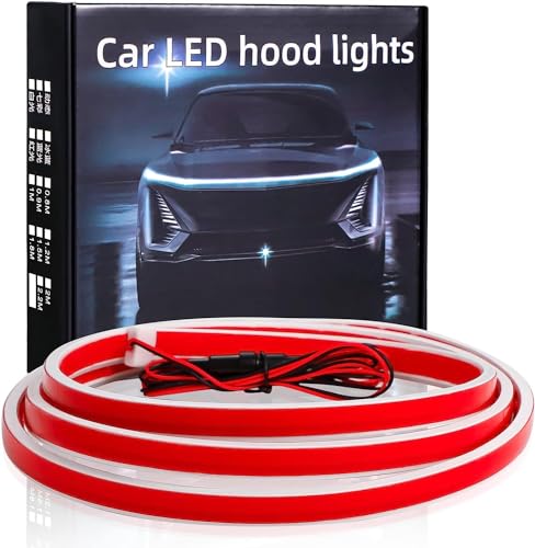 Image of 71 Inch Car Hood LED Strip, Dynamic Exterior Flexible Daytime Running Light Strip for Truck, SUV (White Light)