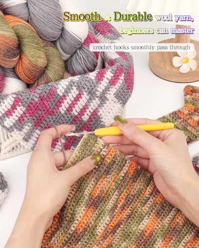 Image of Katech 3 Pack Wool Yarn for Crocheting-Sock Yarn for Knitting-Magenta