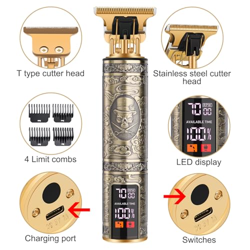 Image of Beard Trimmer for Men, CandyFouse Professional Hair Trimmer Hair Clippers for Men, Cordless Rechargeable with LCD Display, Approaching Zero Gapped Cutting Grooming Kit