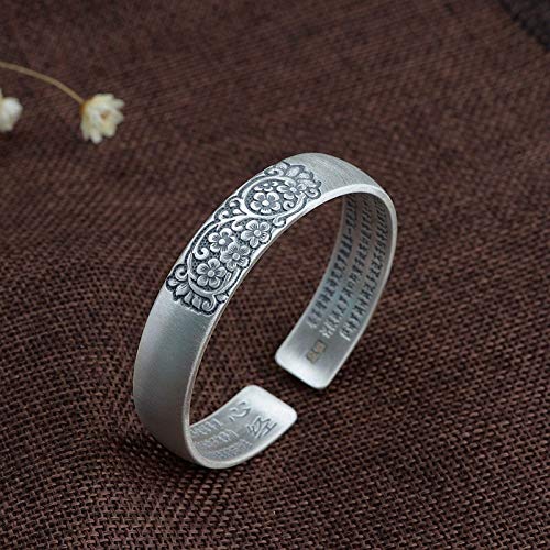 Bracelet en argent S925 style vintage avec sculpture prune 3D
