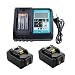 Produktbild Ersatz 3A Ladegerät DC18RC mit 2 Stück Akku 18V 5.0Ah für Makita Rasenmäher DLM380Z DLM431Z Kettensäge DUC353Z Gebläse DUB362Z DUB361Z DUB182 Staubsauger DCL180Z Winkelschleifer DGA511Z Batterie