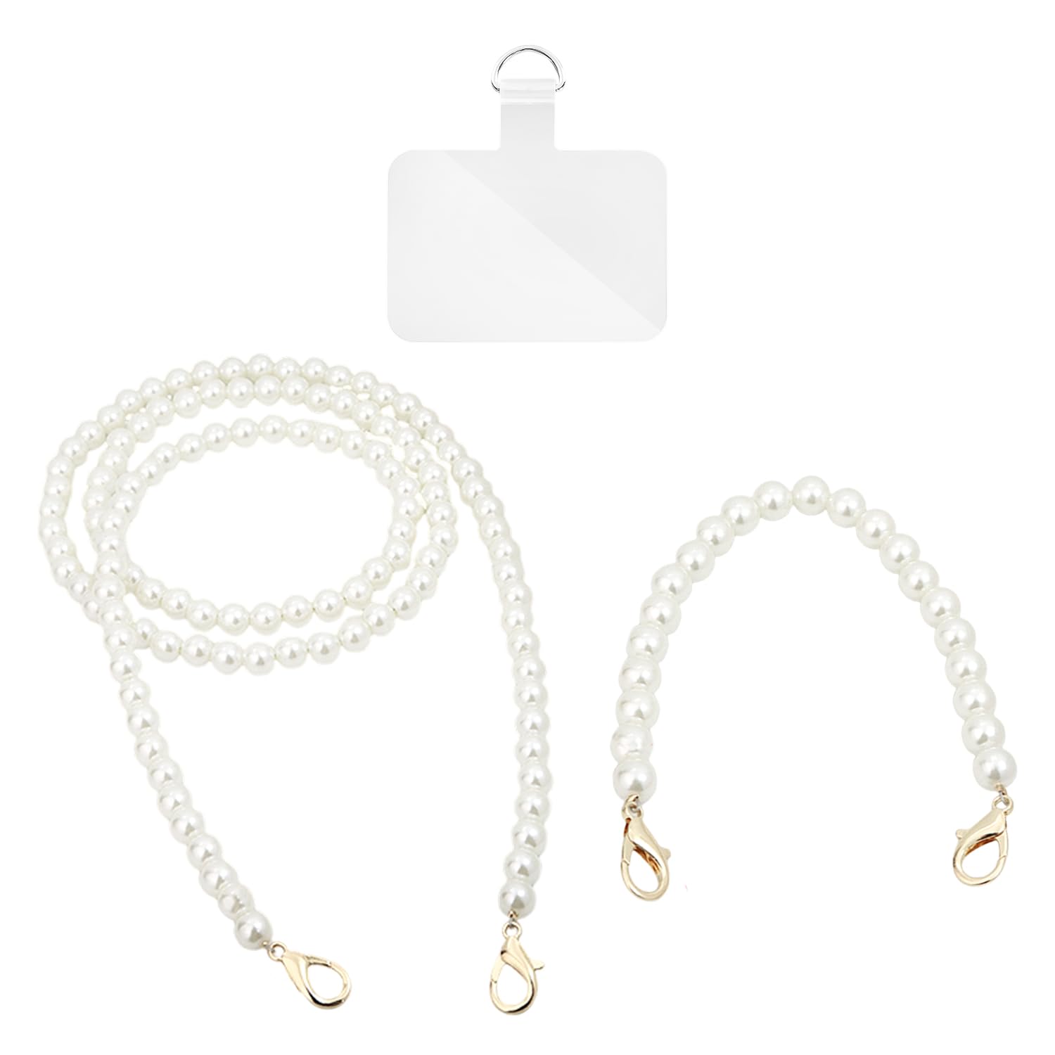WUFGWBD 2 Mobile Phone Chains, 1 Transparent Spacer, Pearl Mobile Phone Chain, Mobile Phone Chain Strap