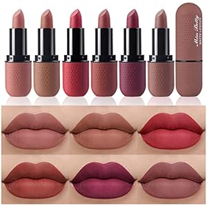 6 Colors Matte Lipstick Set Smooth Nude Lip Stick Long Lasting & Waterproof Non-Stick Cup Nude Color Lip Makeup Gift Set for Girls and Women (01 Set)
