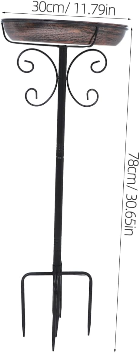 POPETPOP Vintage Iron Birdbath Feeder with Ground Stake Elegant Outdoor Garden Decor for Attracting Birds for Patios Yards and Lawns Dual Function Birdbath and Feeder